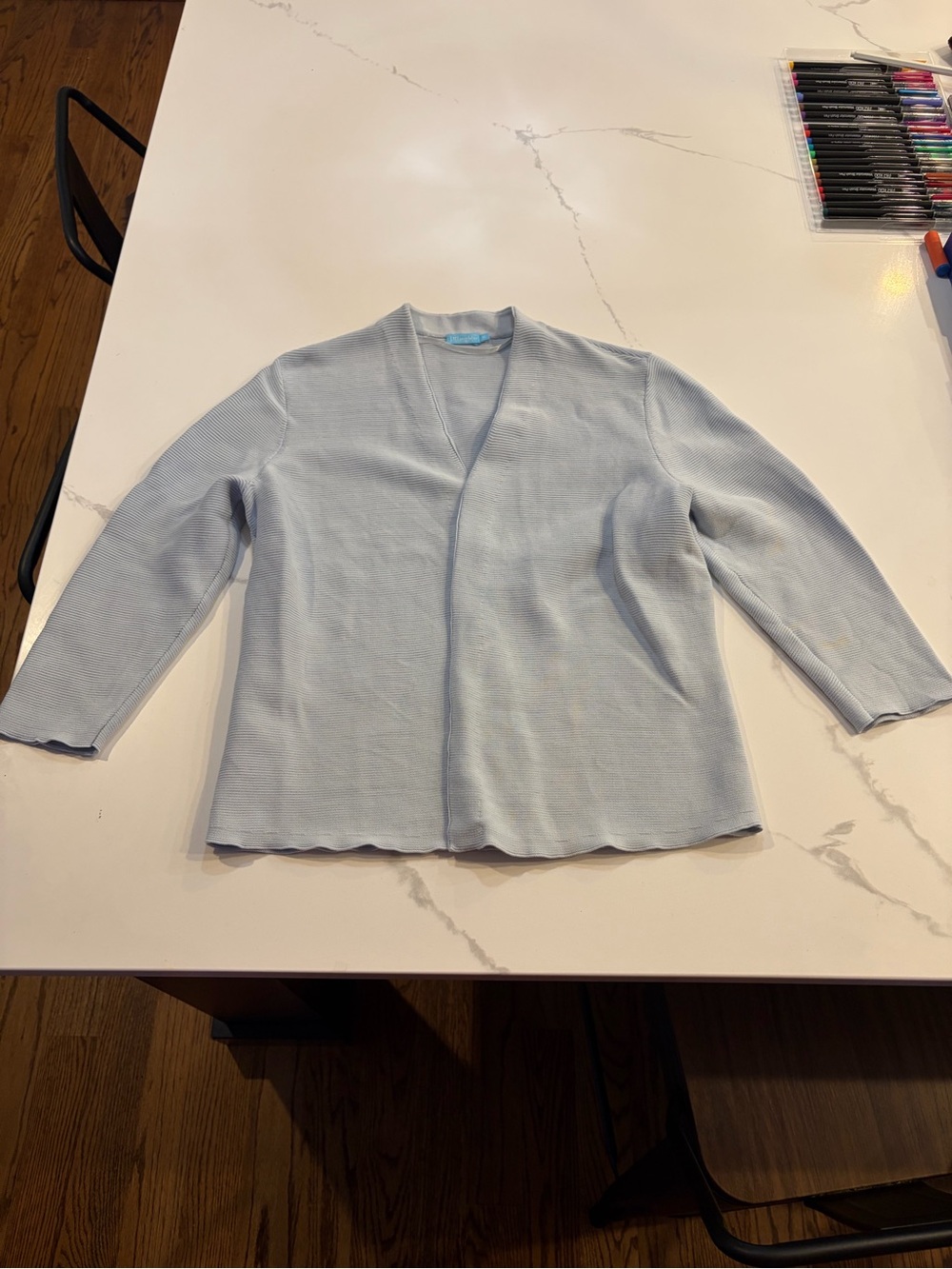 J. McLaughlin Pale Blue Open-Front Knit Blazer - Size Medium
